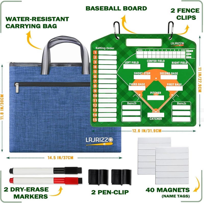 lrjrizzo Magnetic Baseball Lineup Board，Baseballs Lineup Cards Baseball Lineup Board for Dugout Baseballs Clipboard for Coaches Softball Coach Must Haves Marker Boards Baseball Coaching Accessories（Green） - Image 5